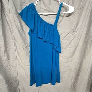 Adorable blue ruffle maternity tank